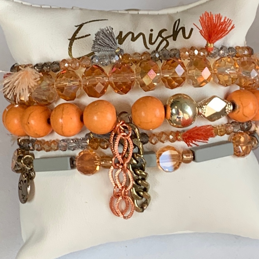 Euc Erimish Mango Stack 6 Stretch Bracelets Dangl… - image 1